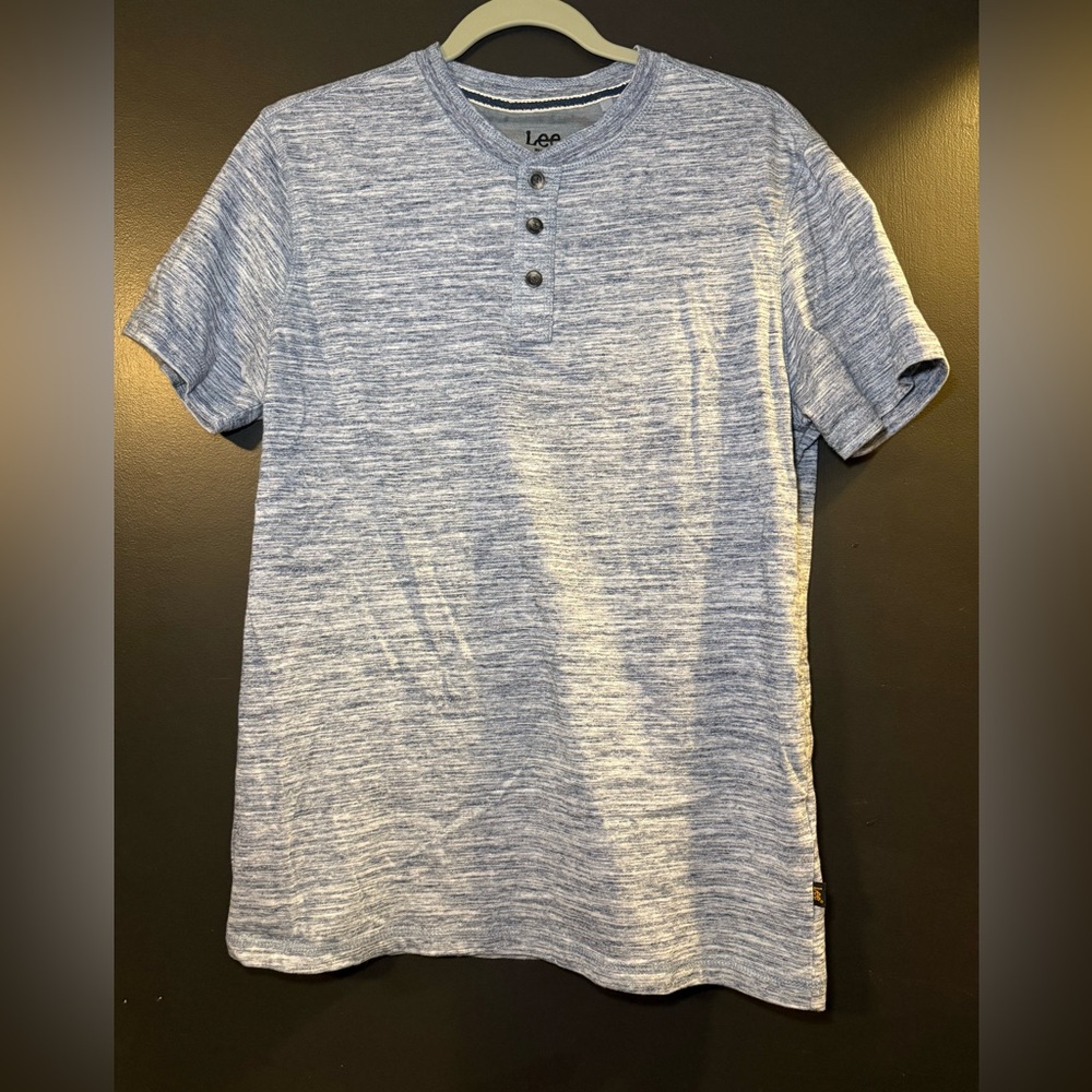 Lee Men's Heathered Blue Short Sleeve Henley